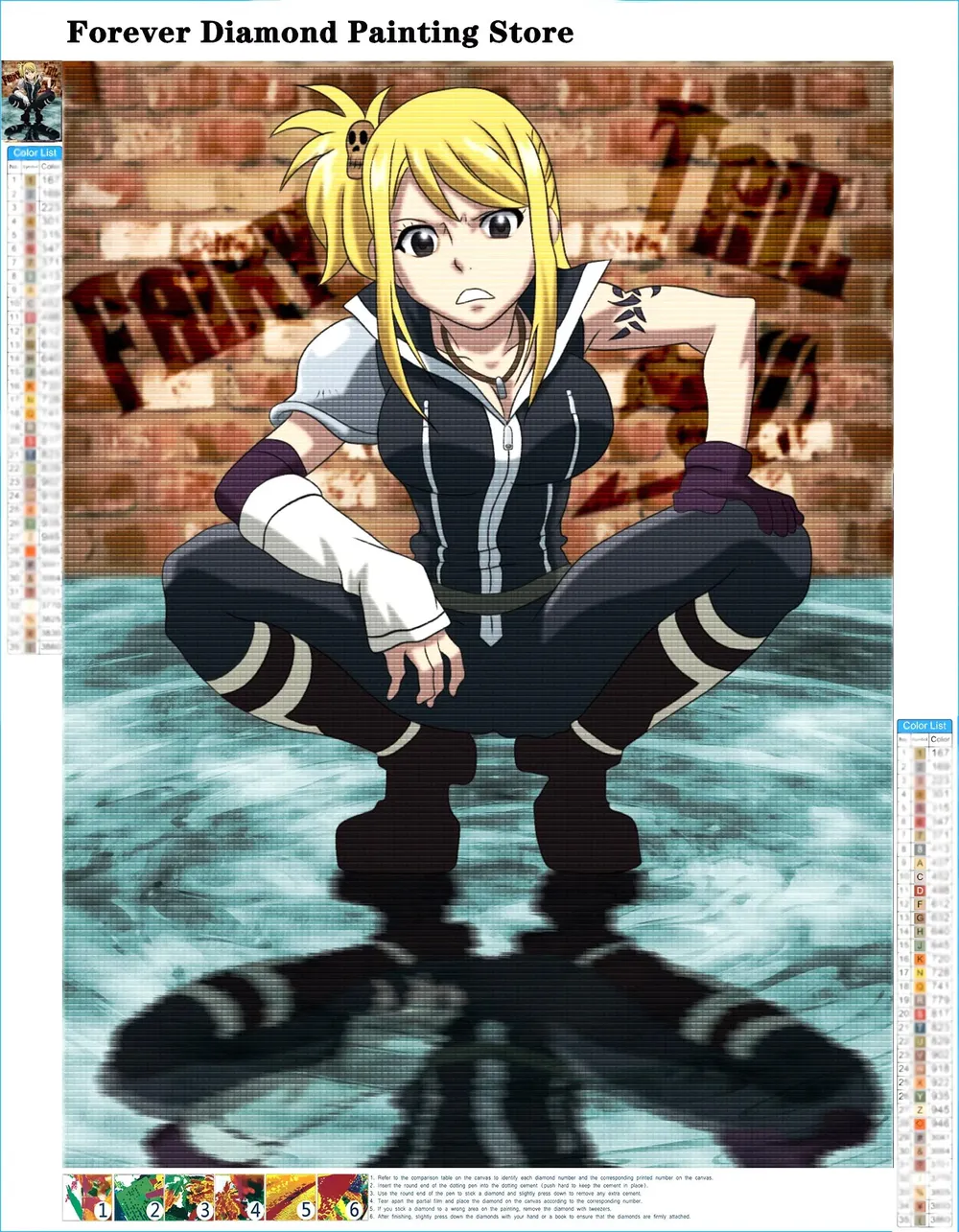 Kit peinture diamant 5D anime japonais 20 à 40 cm
