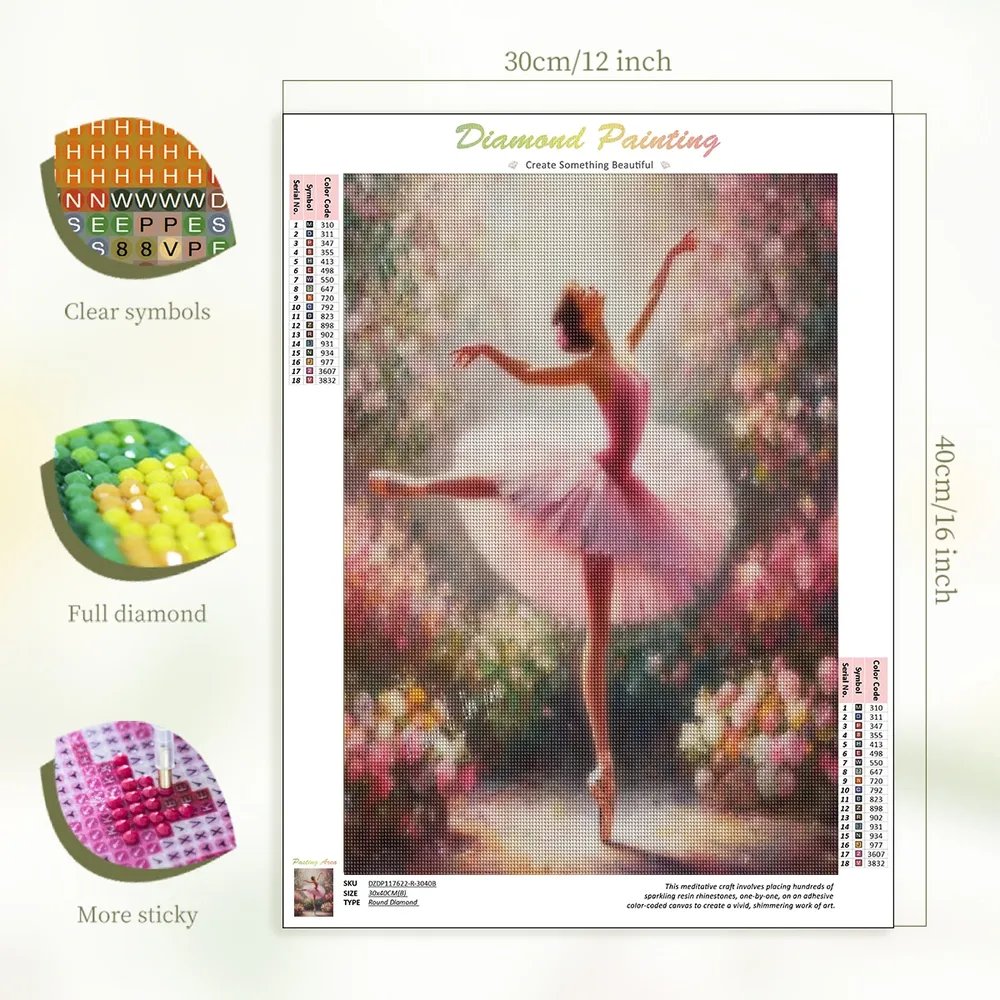 Kit peinture diamant 5D ballerine paysage 20 à 50 cm