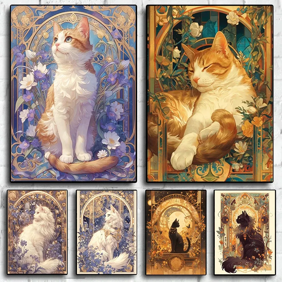 Kit peinture diamant 5D chat et fleurs 20 à 45 cm