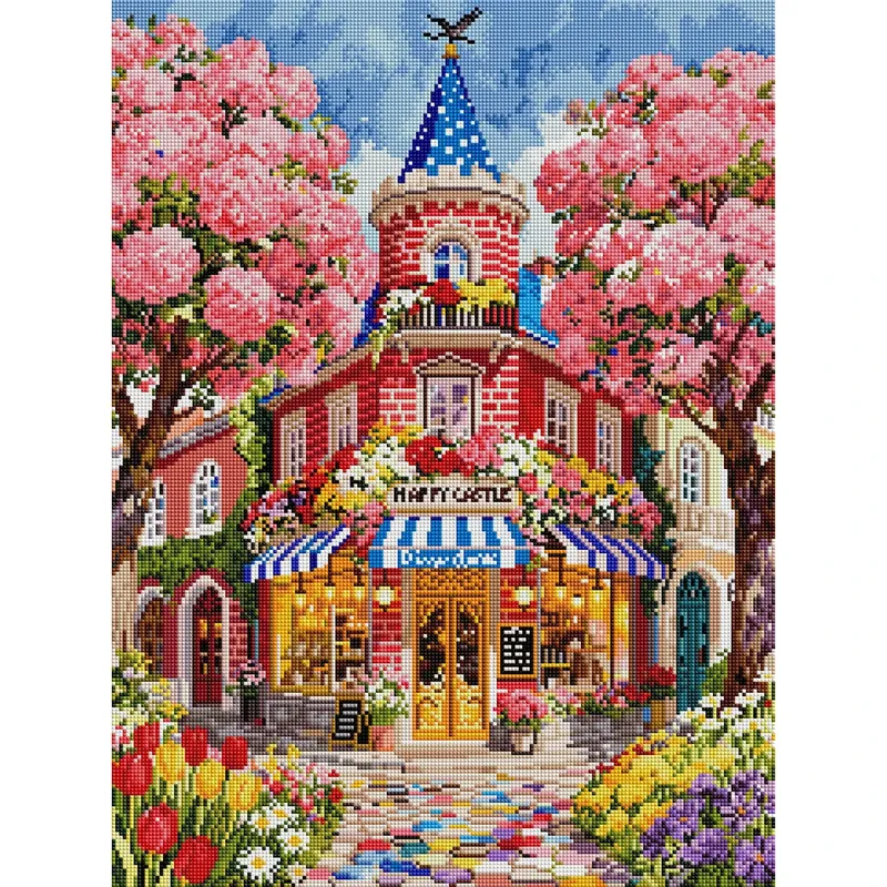 Kit peinture diamant 5D château fleuri 45x60 cm