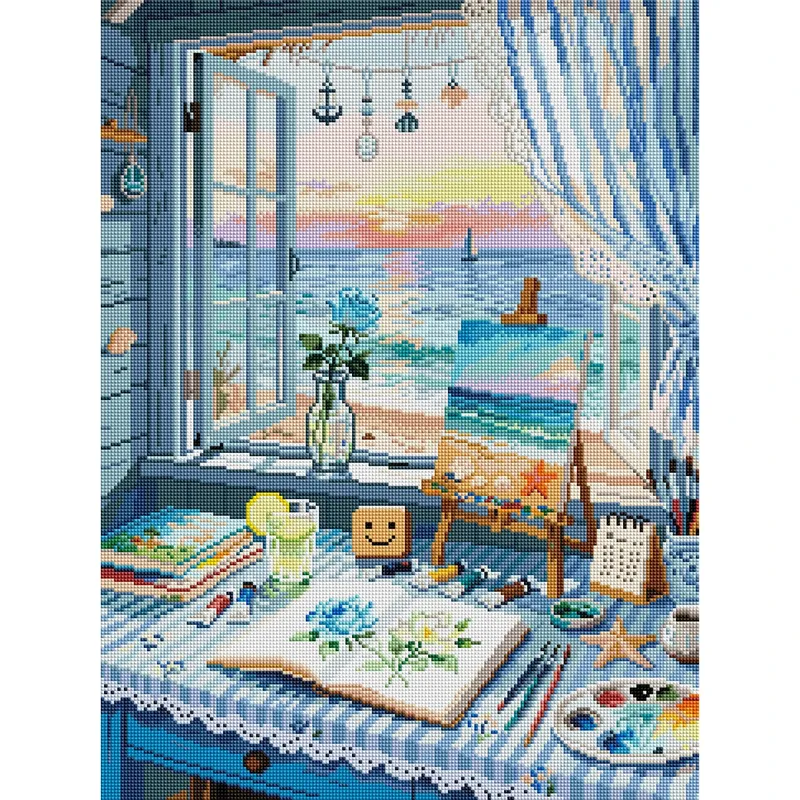 Kit peinture diamant 5D château fleuri 45x60 cm