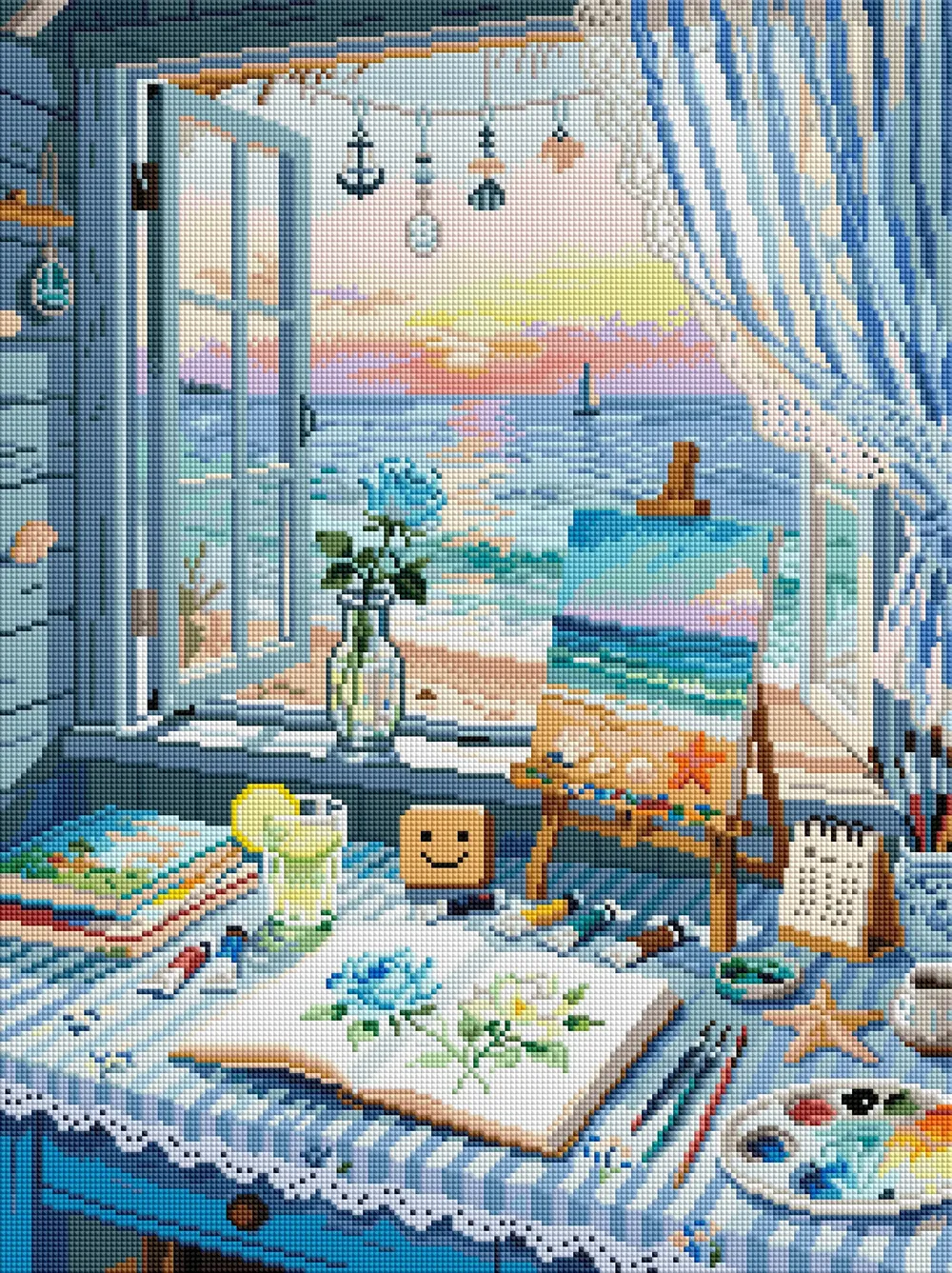 Kit peinture diamant 5D château fleuri 45x60 cm