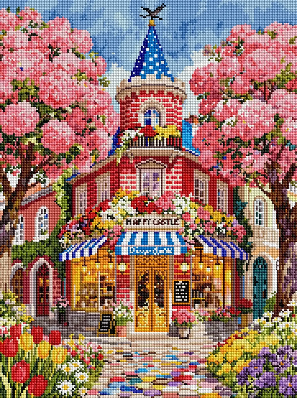 Kit peinture diamant 5D château fleuri 45x60 cm