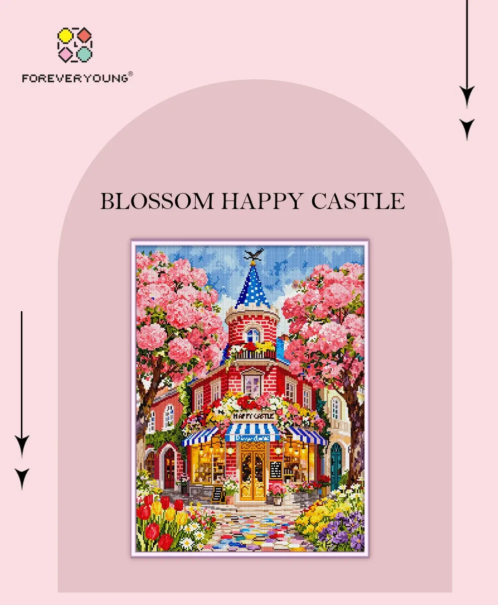 Kit peinture diamant 5D château fleuri 45x60 cm