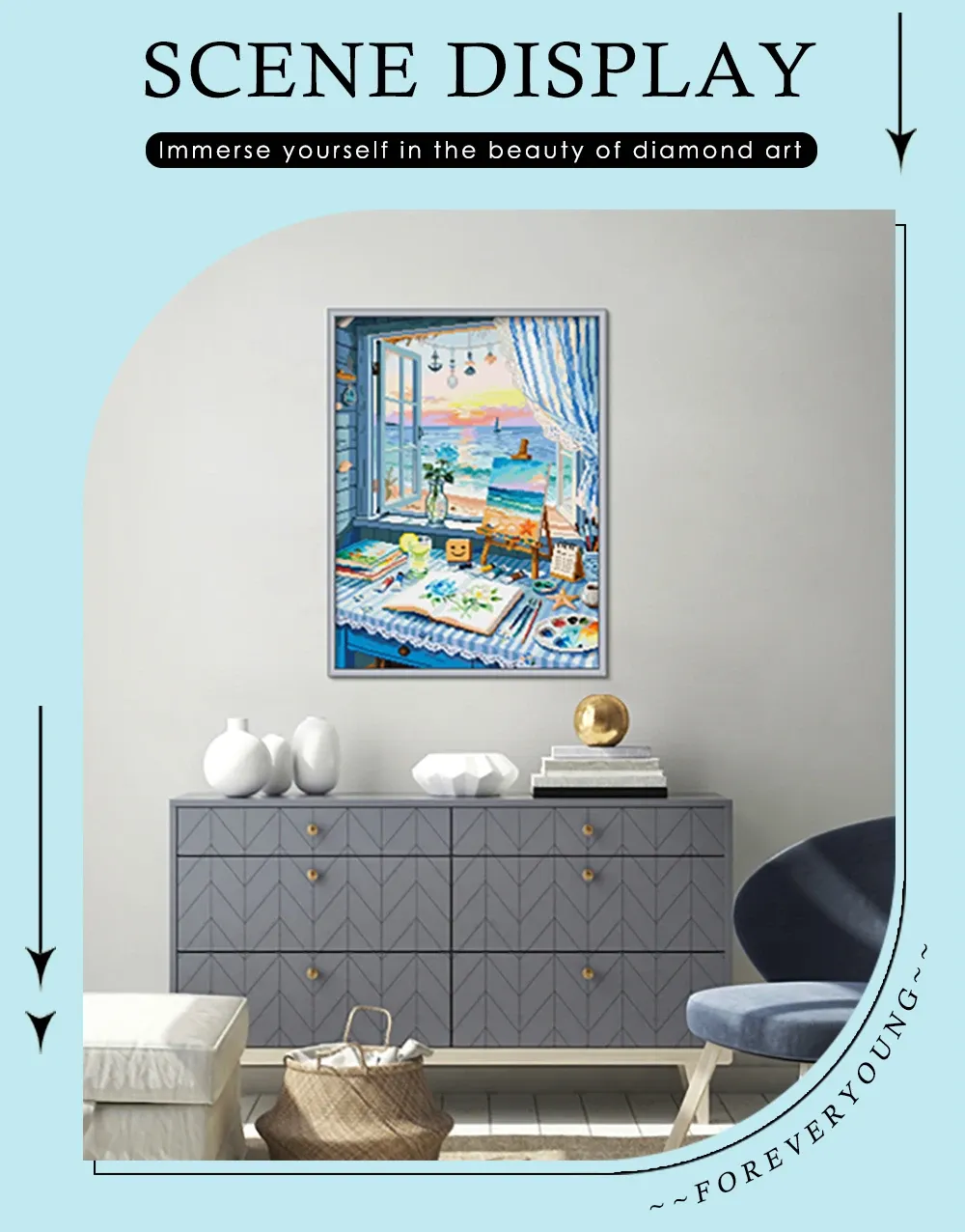 Kit peinture diamant 5D château fleuri 45x60 cm