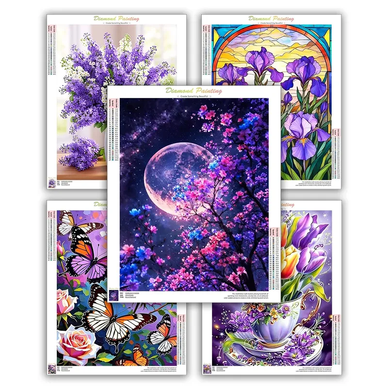 Kit peinture diamant 5D fleurs et accessoires 20 à 50 cm