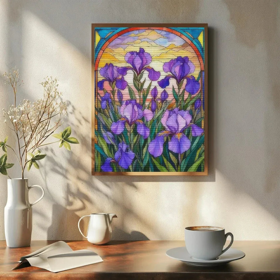 Kit peinture diamant 5D fleurs et accessoires 20 à 50 cm