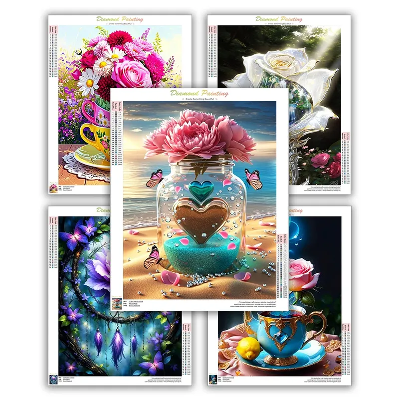 Kit peinture diamant 5D fleurs simple 20 à 50 cm