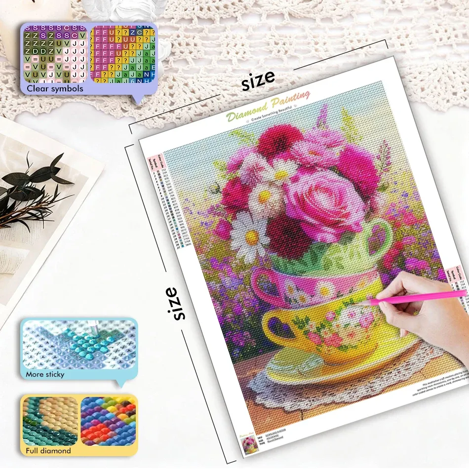 Kit peinture diamant 5D fleurs simple 20 à 50 cm