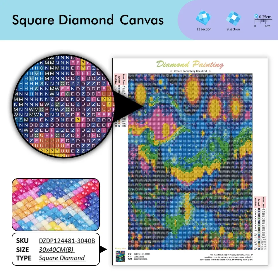 Kit peinture diamant 5D fleurs simple 20 à 50 cm