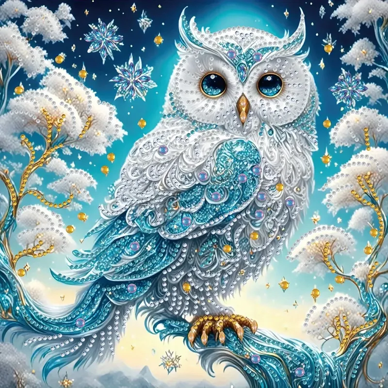 Kit peinture diamant 5D hibou sur branches acrylique