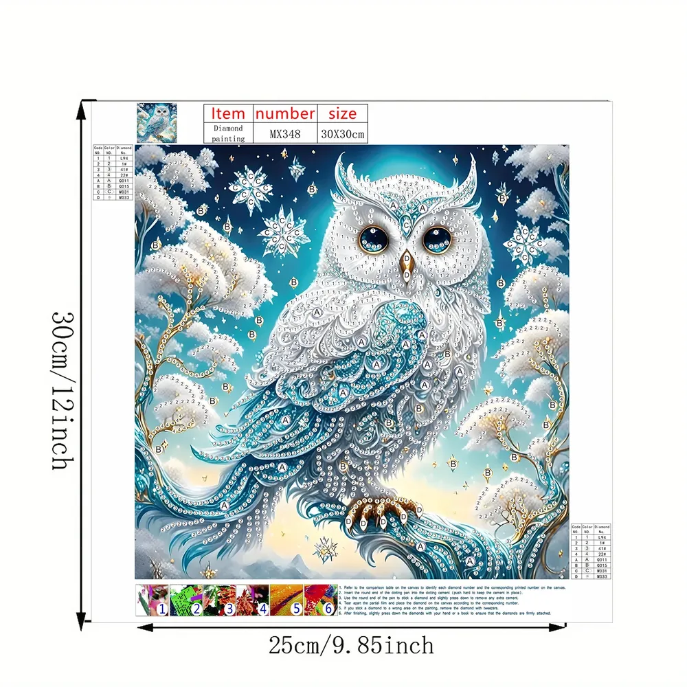 Kit peinture diamant 5D hibou sur branches acrylique