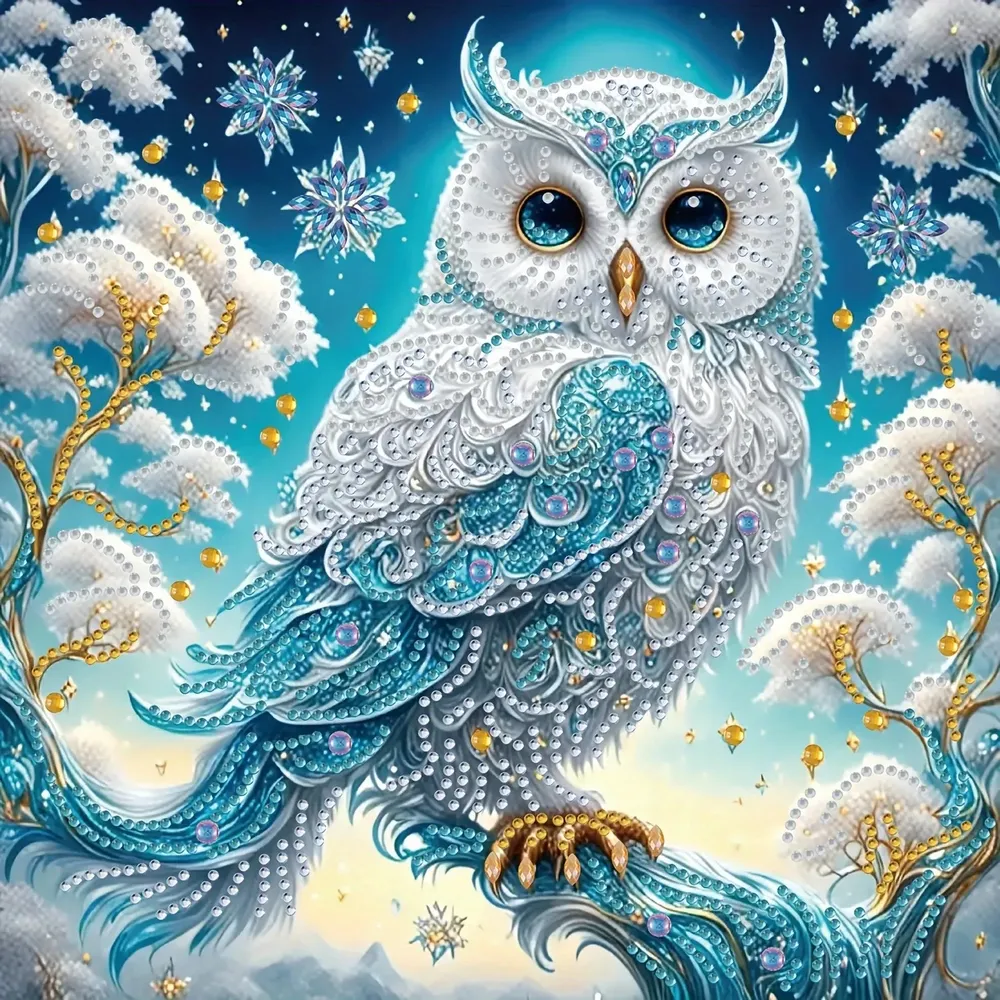 Kit peinture diamant 5D hibou sur branches acrylique
