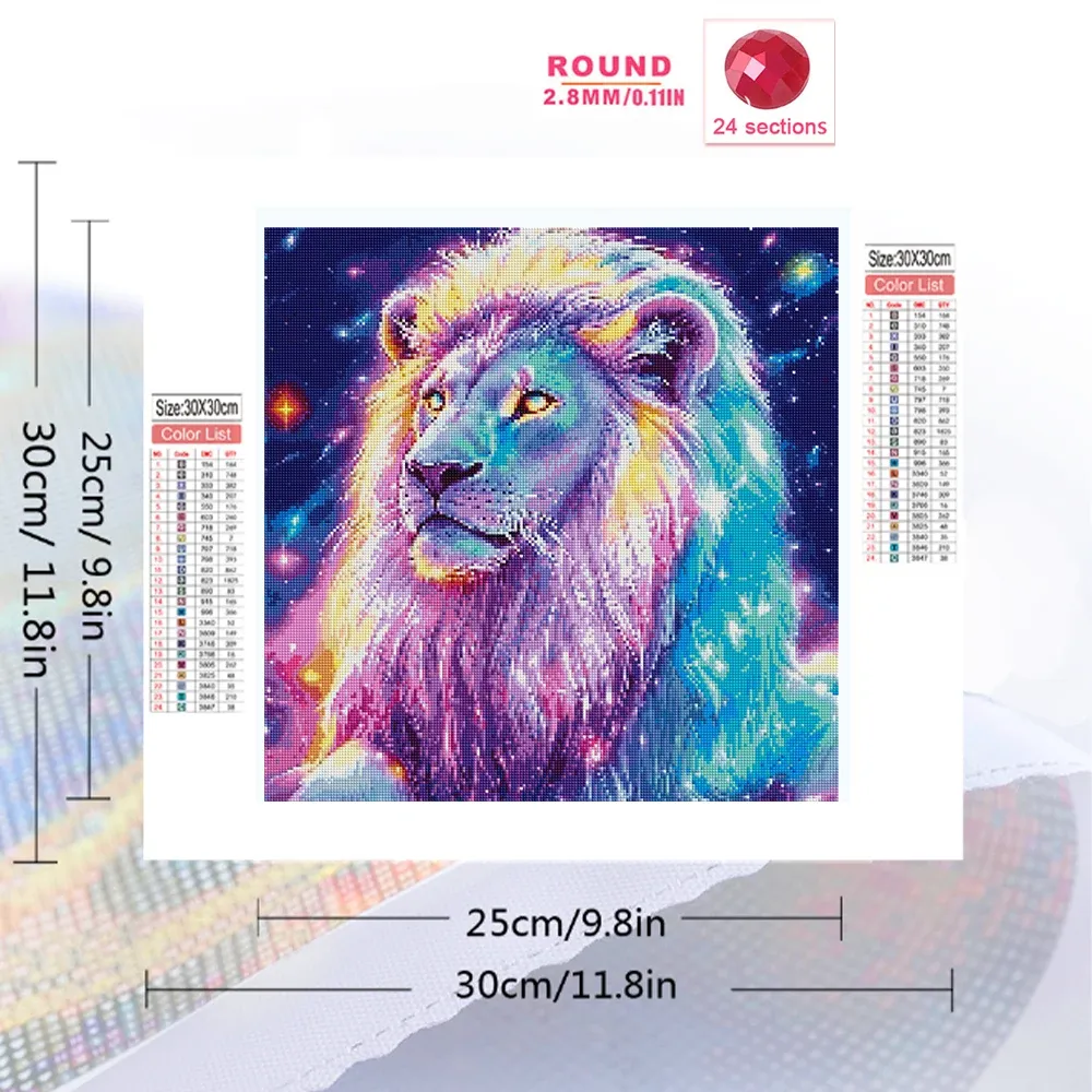 Kit peinture diamant 5D lion animal 20 à 50 cm
