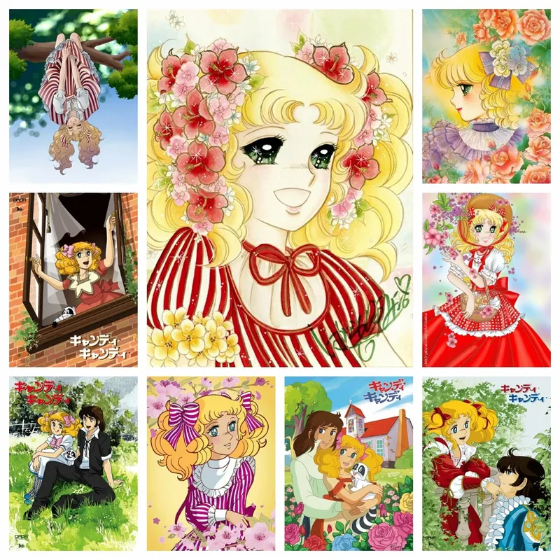 Kit peinture diamant anime fille fleur 20x30 à 50x70 cm