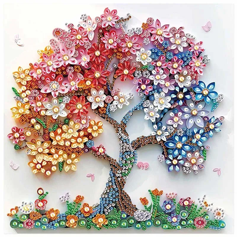 Kit peinture diamant arbre coloré 30x30 cm pour adultes