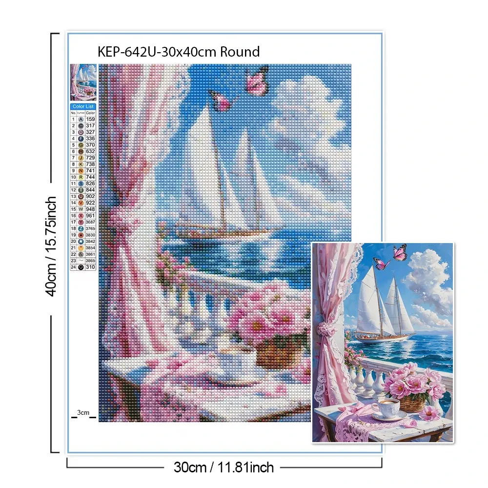 Kit peinture diamant architecture européenne paysage 5D