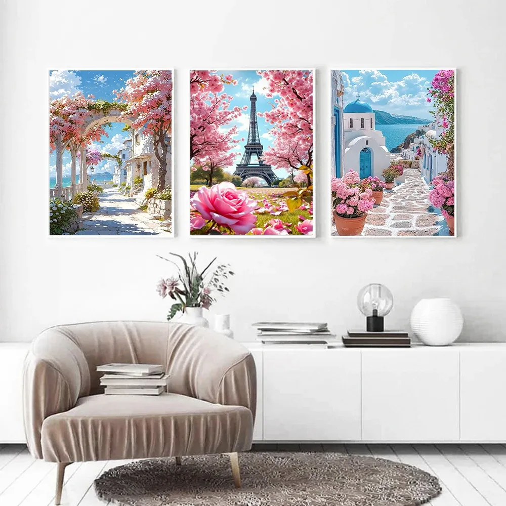Kit peinture diamant architecture européenne paysage 5D