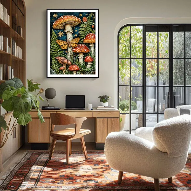 Kit peinture diamant champignon papillon 20x30 à 40x50 cm