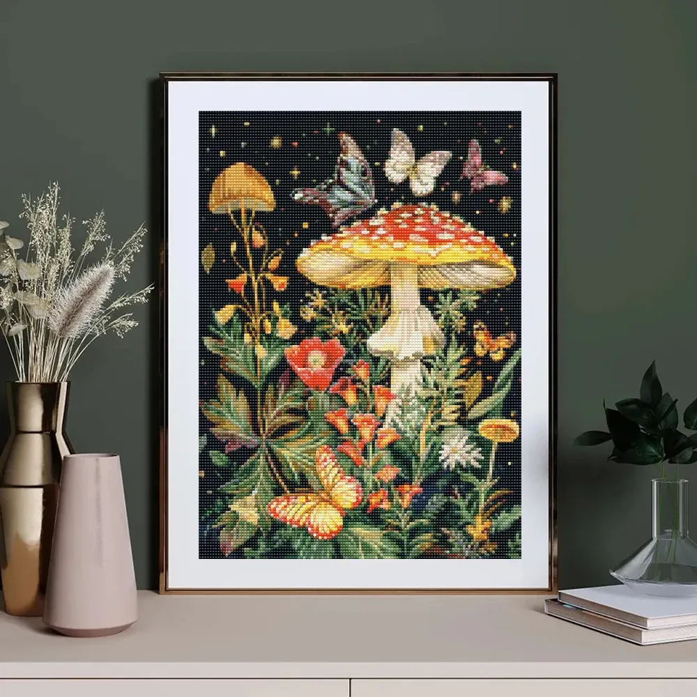Kit peinture diamant champignon papillon 20x30 à 40x50 cm