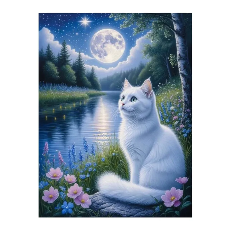 Kit peinture diamant chat lion oiseau 30x40 à 45x60 cm