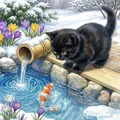 Kit peinture diamant chat poisson 20x20 à 50x50 cm – Couleur 6066