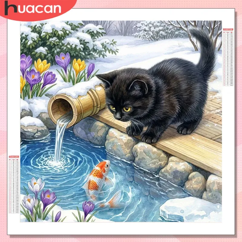 Kit peinture diamant chat poisson 20x20 à 50x50 cm