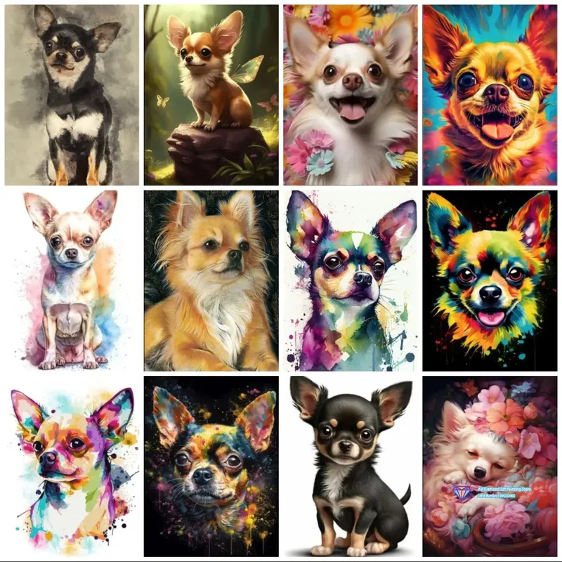 Kit peinture diamant chiens chihuahuas 20 à 70 cm