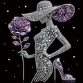 Kit peinture diamant dame élégante 30x30 cm – Couleur VIOLETTE/Violet (M)