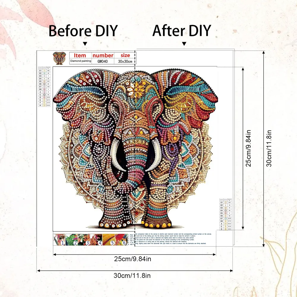 Kit peinture diamant éléphant 30 cm