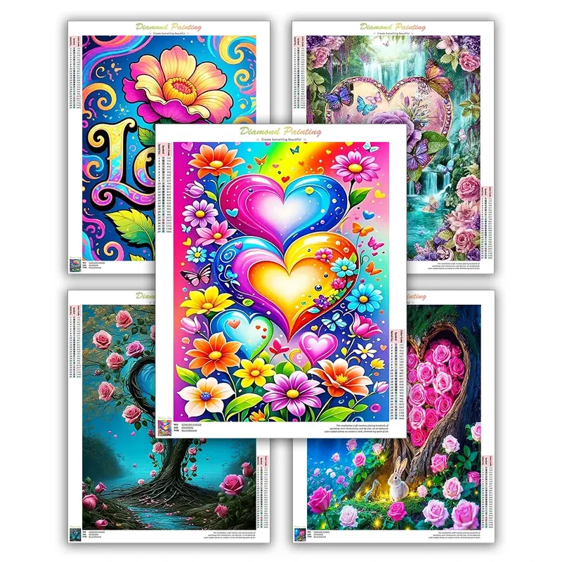 Kit peinture diamant fleur d'amour 20x30 à 40x50 cm