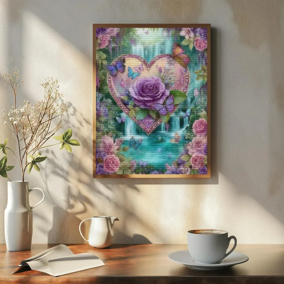 Kit peinture diamant fleur d'amour 20x30 à 40x50 cm