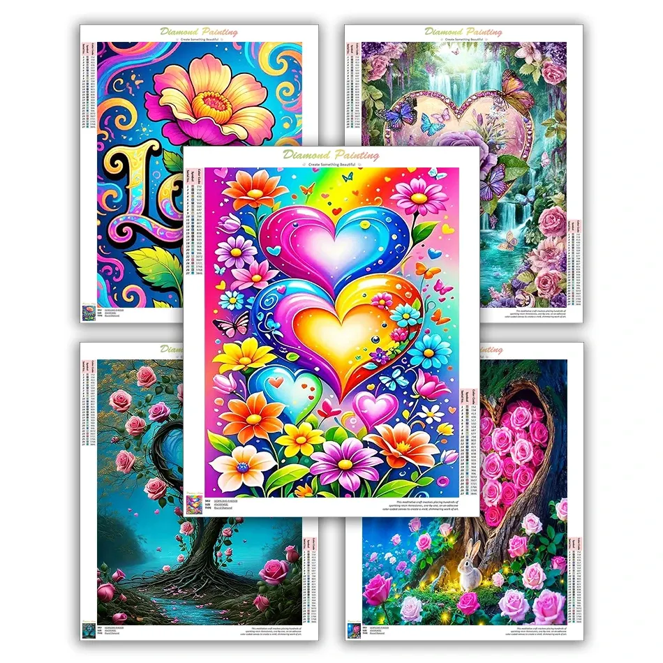 Kit peinture diamant fleur d'amour 20x30 à 40x50 cm