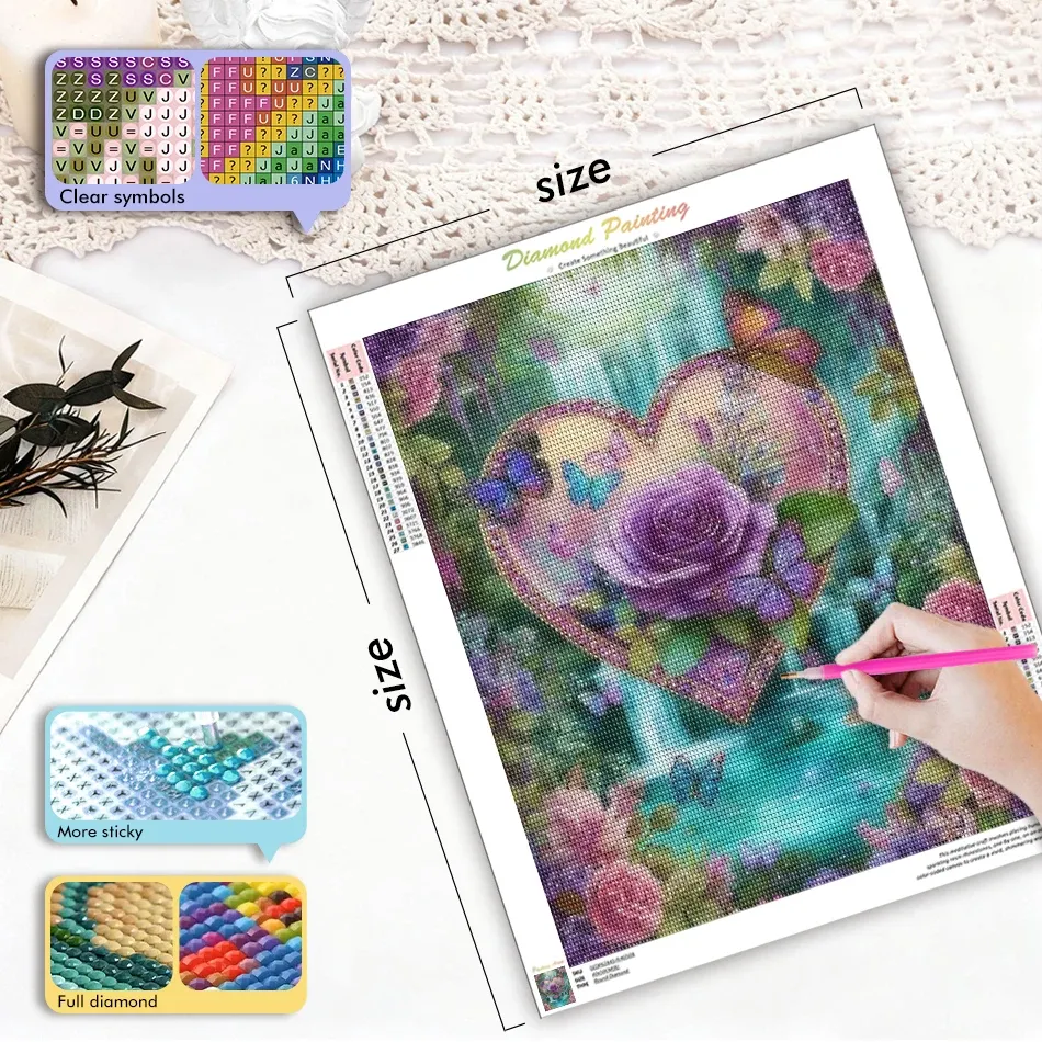 Kit peinture diamant fleur d'amour 20x30 à 40x50 cm