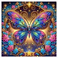 Kit peinture diamant fleur papillon 30x30cm – 1