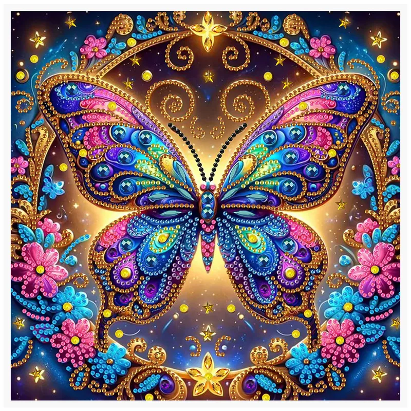 Kit peinture diamant fleur papillon 30x30cm