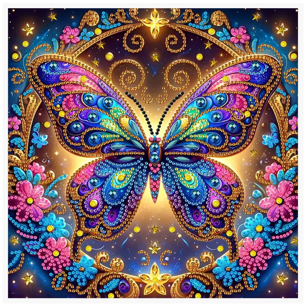Kit peinture diamant fleur papillon 30x30cm