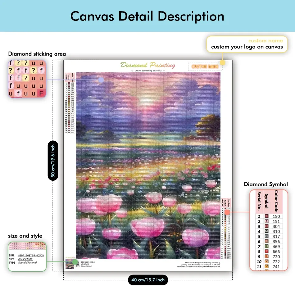 Kit peinture diamant fleurs 20 à 50 cm débutant