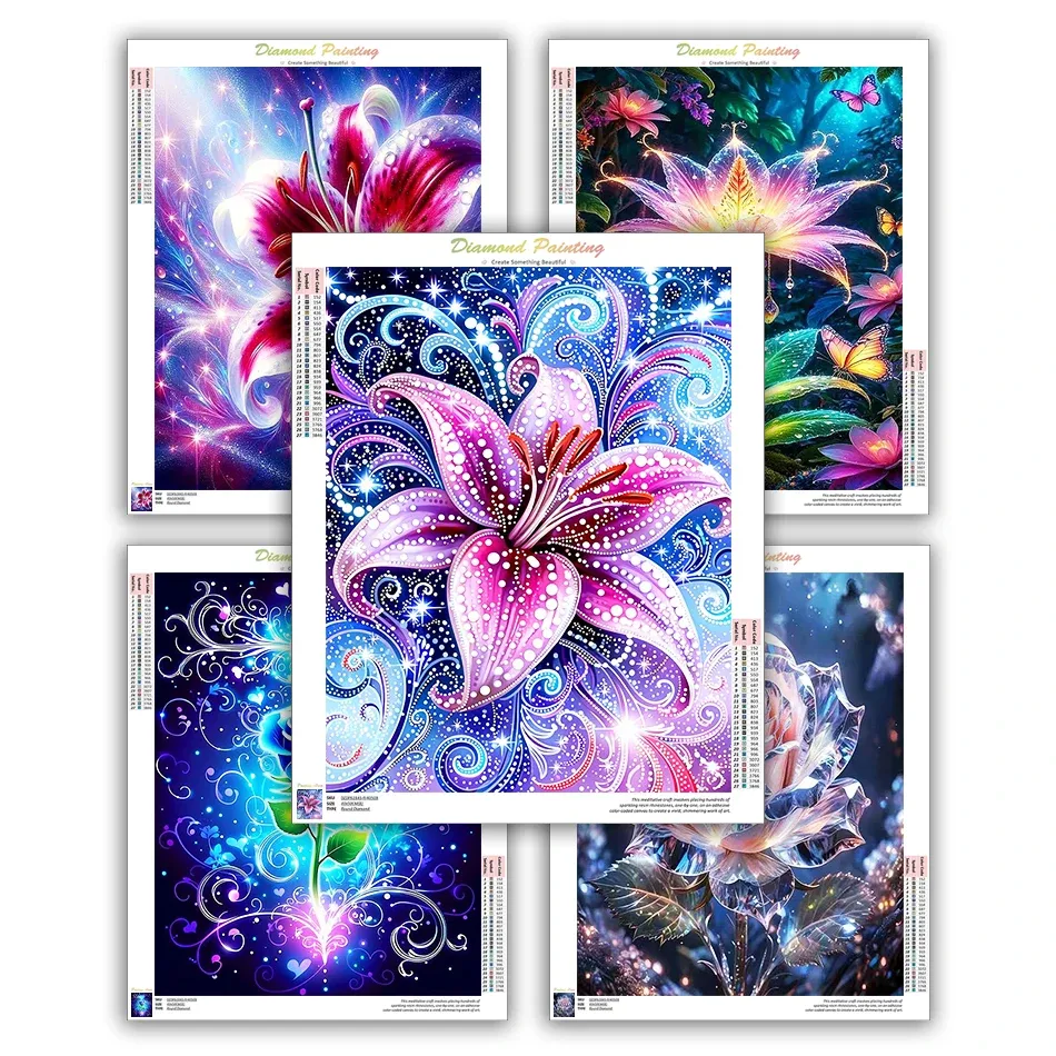 Kit peinture diamant fleurs 20 à 50 cm ronde ou carrée
