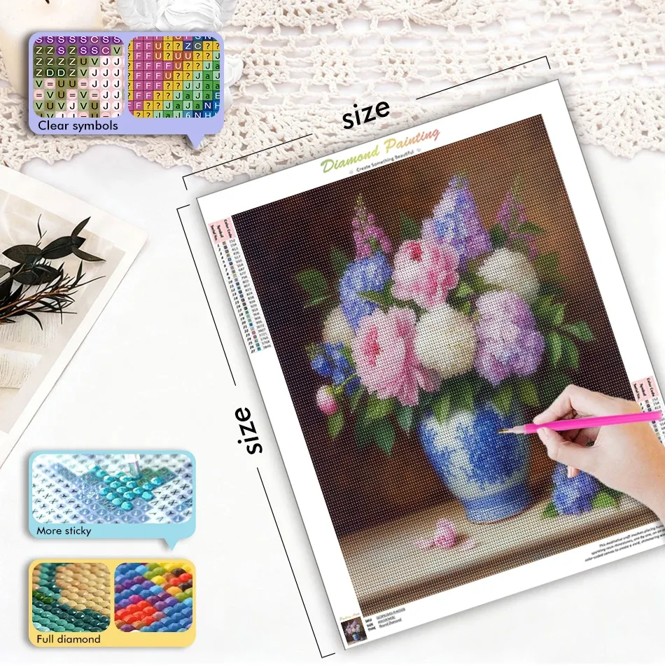 Kit peinture diamant fleurs 20x30 à 40x50 cm