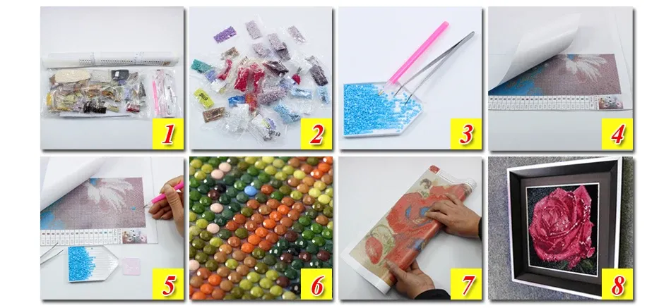 Kit peinture diamant fleurs oiseaux fée 30 à 90 cm