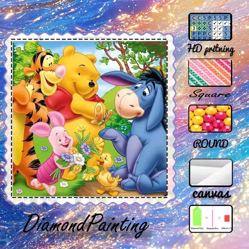Kit peinture diamant floqué 30x30 à 50x50 cm