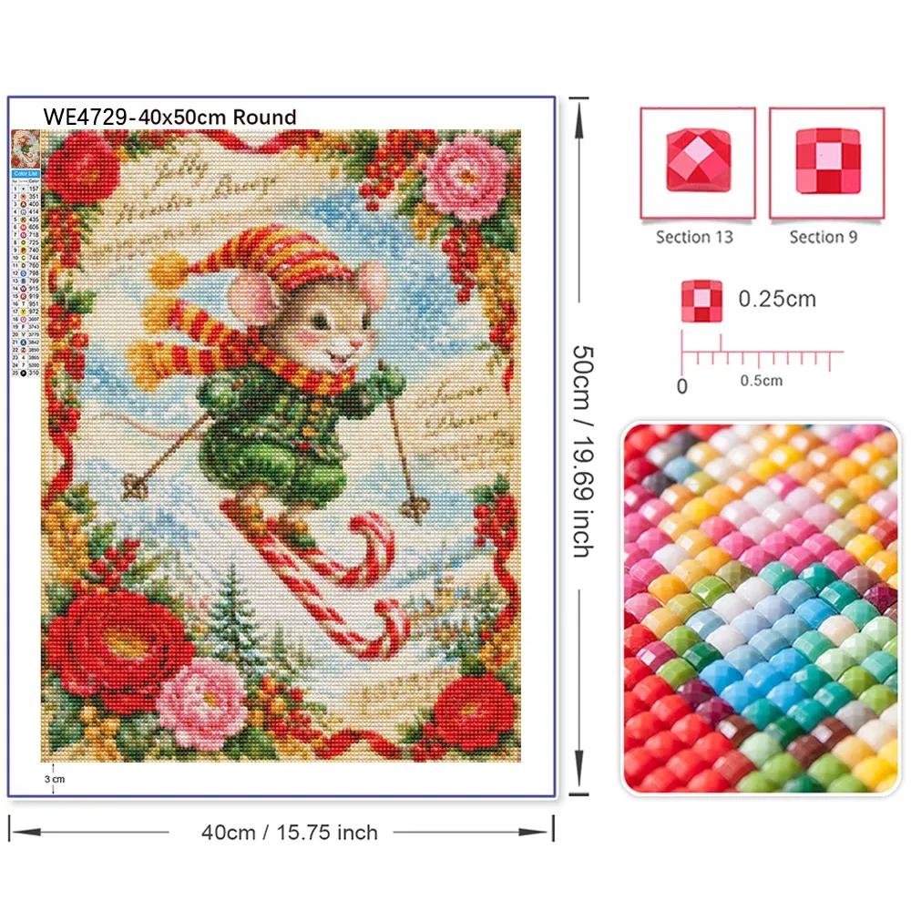 Kit peinture diamant forêt noël 30 à 60 cm