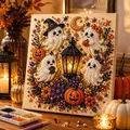 Kit peinture diamant Halloween fantôme et citrouille – Couleur Bourgogne (D)