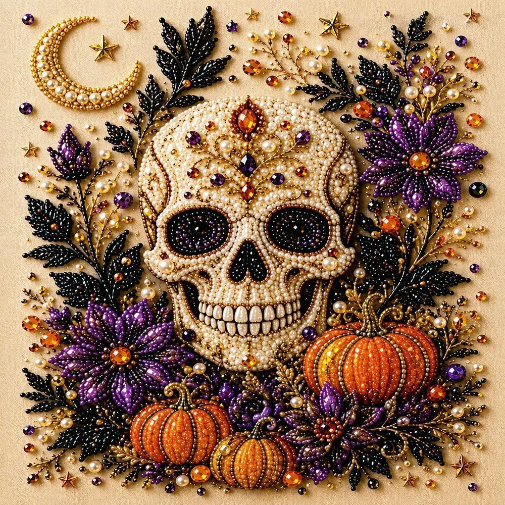 Kit peinture diamant Halloween fantôme et citrouille