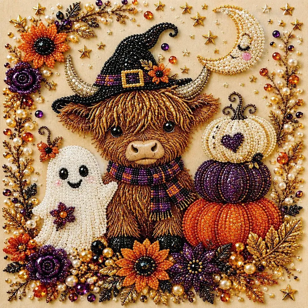Kit peinture diamant Halloween fantôme et citrouille