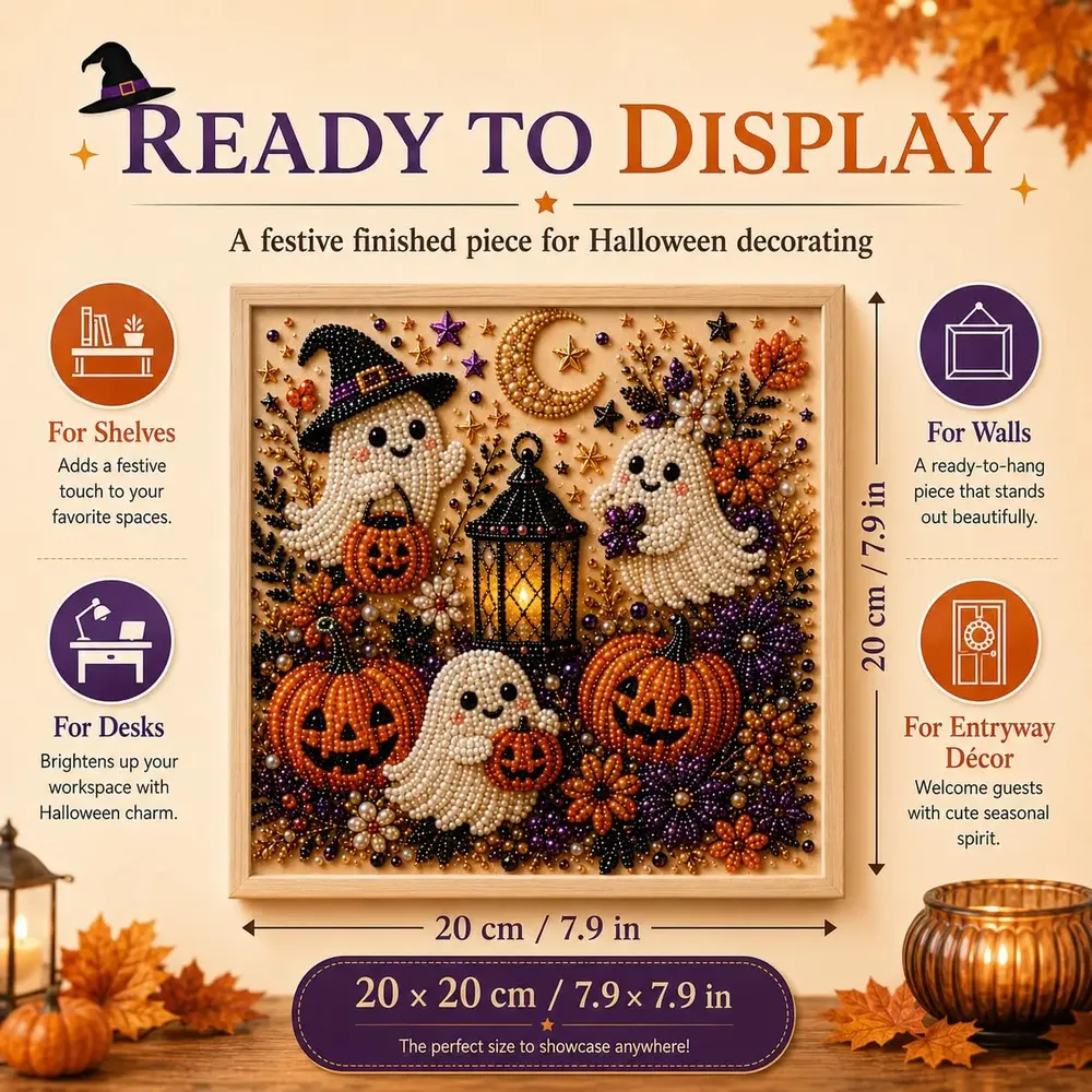 Kit peinture diamant Halloween fantôme et citrouille