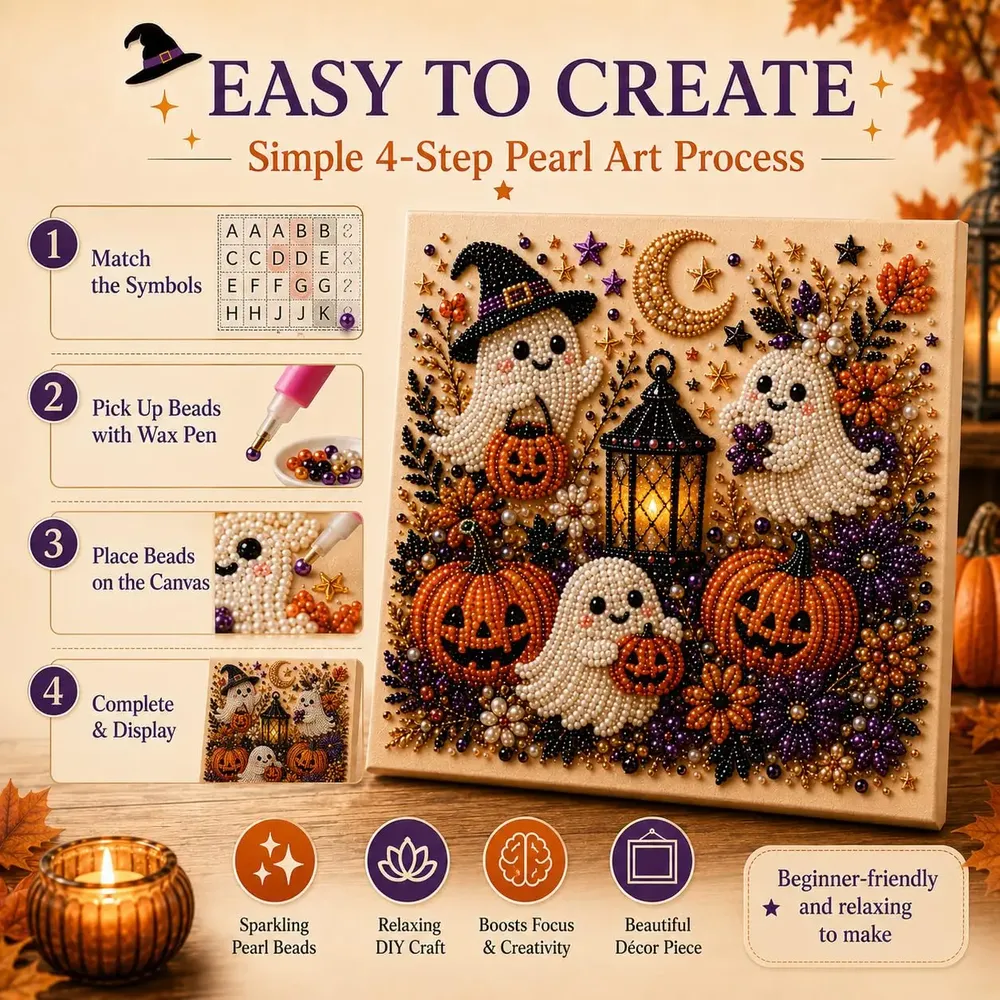 Kit peinture diamant Halloween fantôme et citrouille