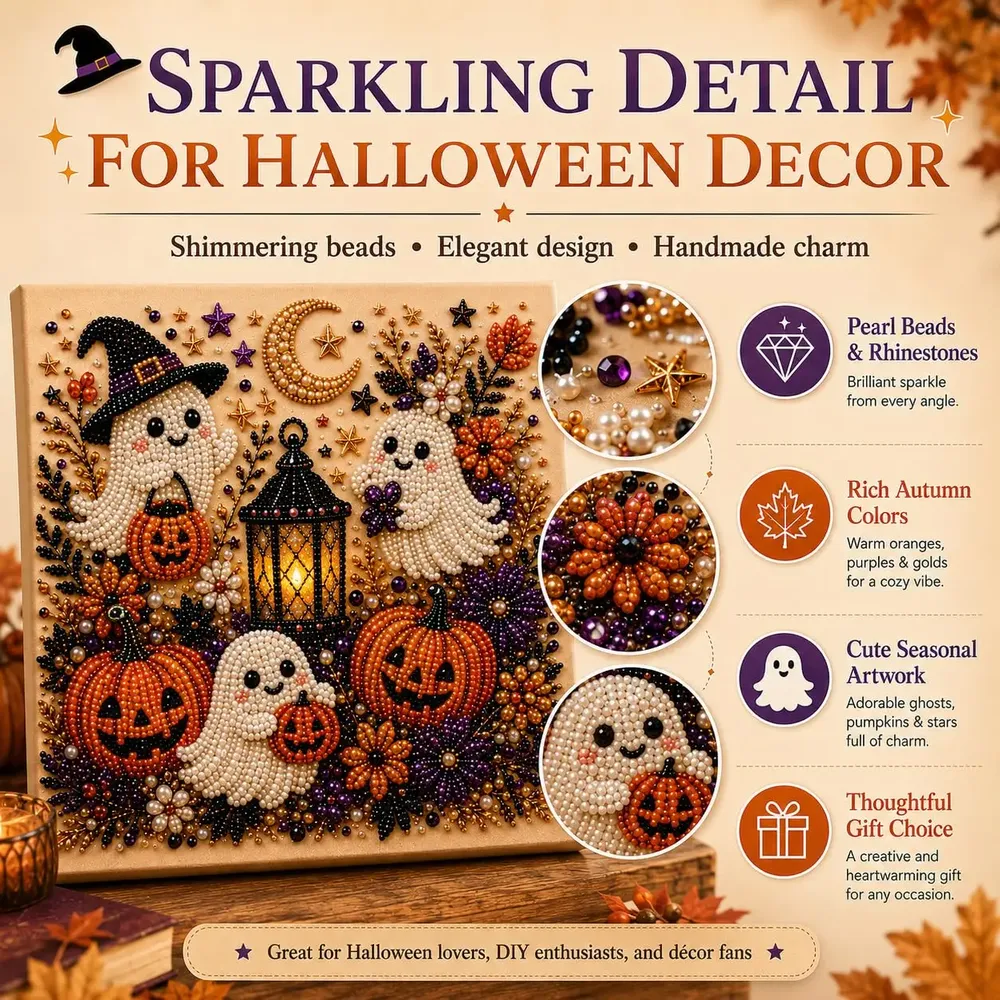 Kit peinture diamant Halloween fantôme et citrouille