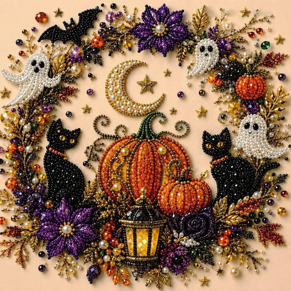 Kit peinture diamant Halloween fantôme et citrouille
